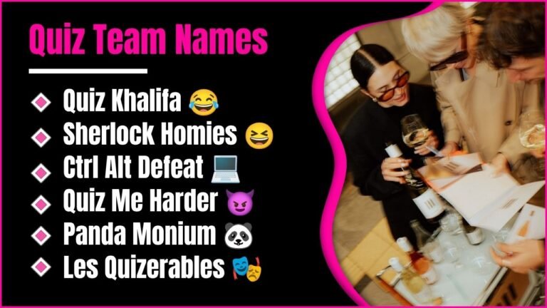 Quiz Team Names: 724+ Funny, Catchy And Clever Ideas For Your Next Quiz Night