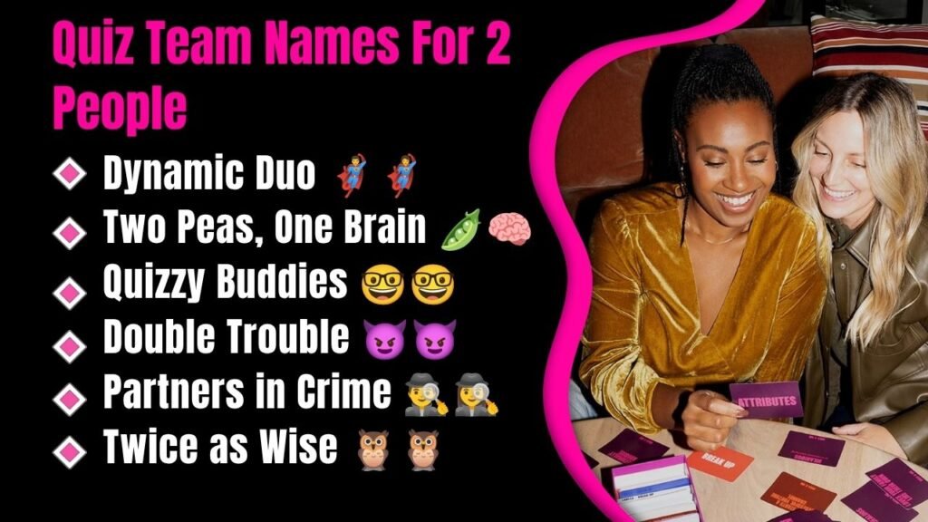 Quiz Team Names For 2 People
